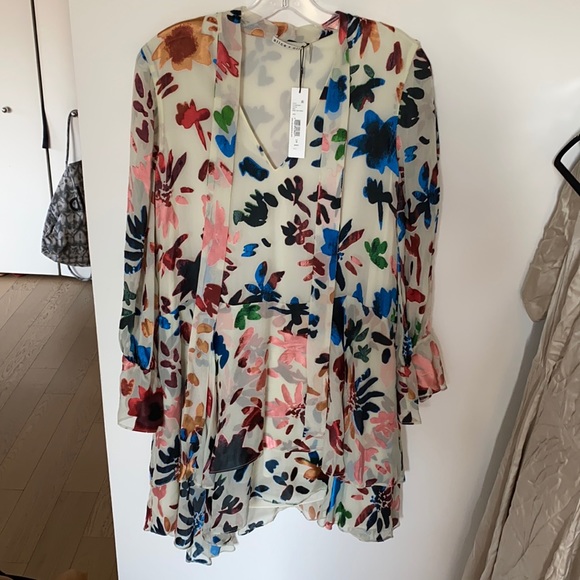 NWT Alice + Olivia Mini dress burn velvet with tie - Picture 2 of 10